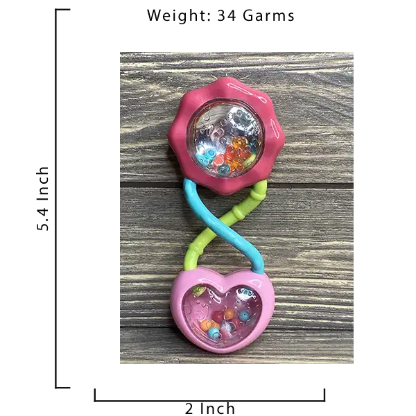Bright Starts Baby Rattle Pink Heart Flower Mutlicolored Beads