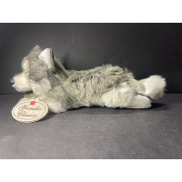 Branded gray wolf stuffed animal