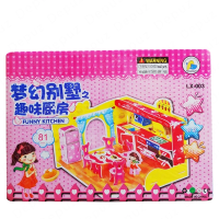 3D DIY Puzzle House Assembling Model - Toy Pink House
